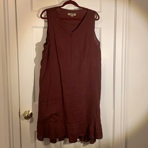Calf length burgundy sleeveless dress. Worn once!
